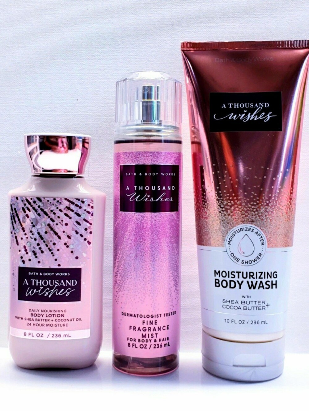 Bath & Body Works A THOUSAND WISHES Body Lotion, Body Wash, Fragrance Mist -3pcs